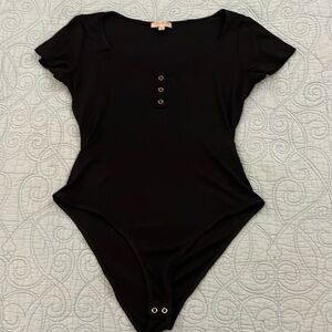 Black Ribbed Body Suit